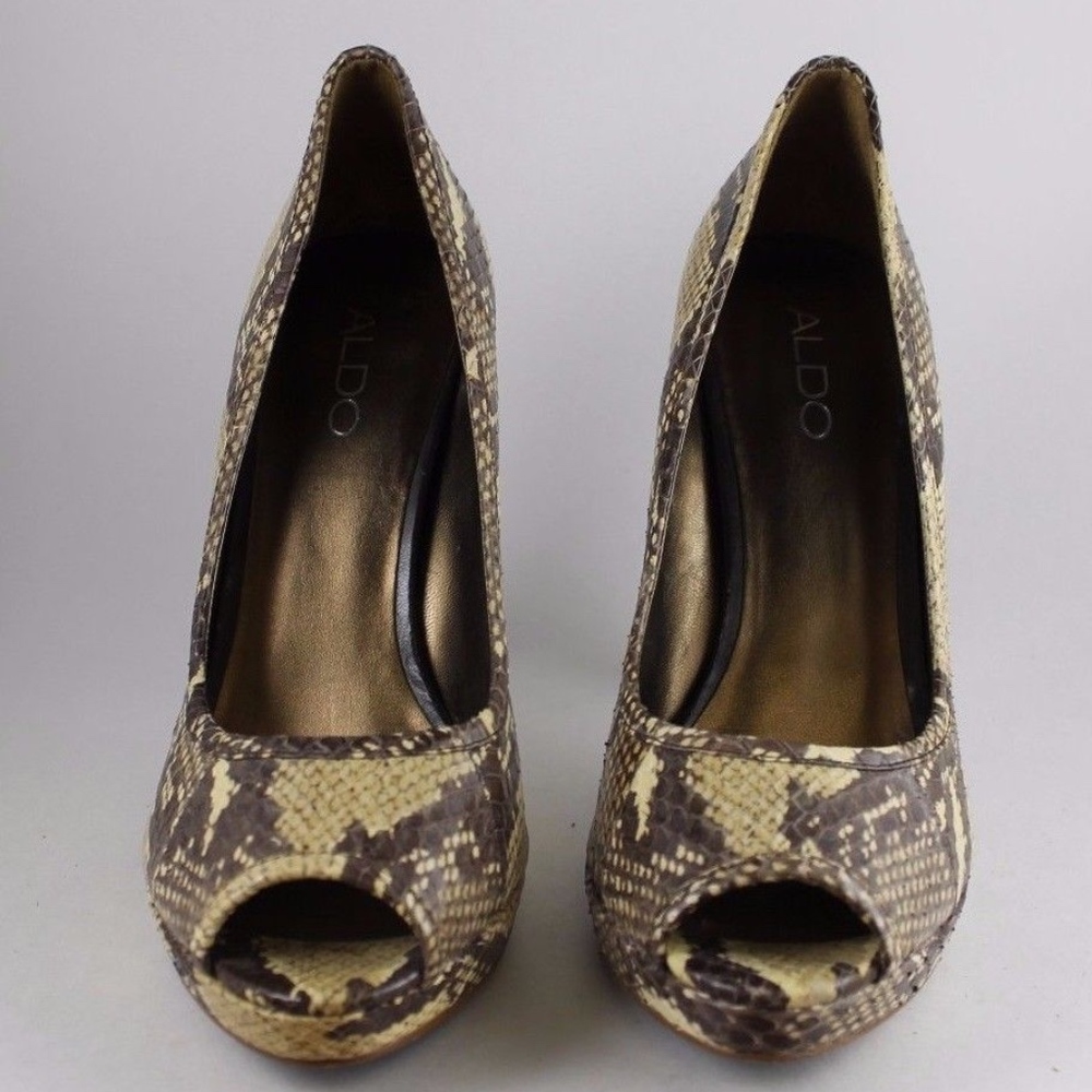 ALDO Snake Skin Peep Toe Platform Pumps
